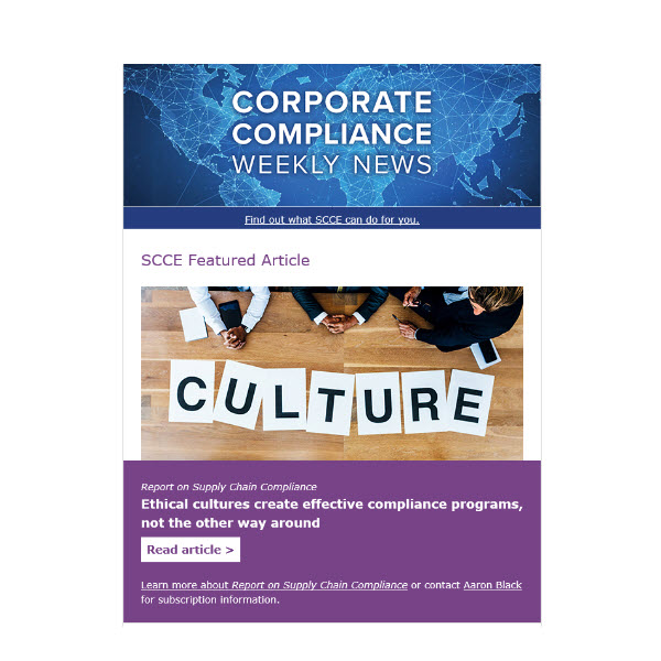 Corporate Compliance Weekly News- email newsletter from SCCE