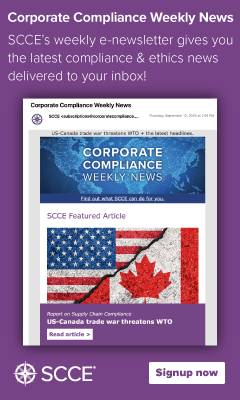 Signup for our free e-newsletter: Corporate Compliance Weekly New