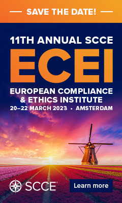 Save the date | 11th Annual SCCE ECEI | European Compliance & Ethics Institute | 20-22 March 23 | Amsterdam | Learn more