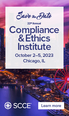 Join SCCE at the 22nd Annual Compliance & Ethics Institute | October 2-5, 2023 | Chicago, IL | Learn more