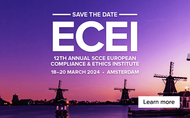 Save the Date | 12th Annual SCCE ECEI | European Compliance & Ethics Institute |18-20 March 24 | Amsterdam | Learn more