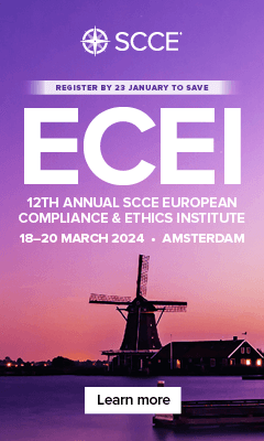 Register by 23 January to save | 12th Annual SCCE ECEI | European Compliance & Ethics Institute |18-20 March 24 | Amsterdam | Learn more