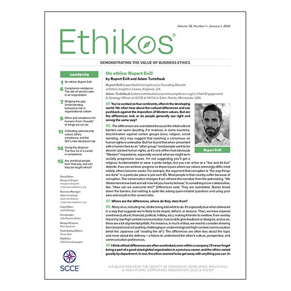 Ethikos Newsletter Jan-Mar Cover Image